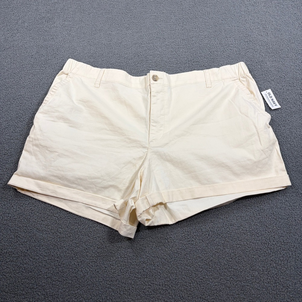 Old Navy Everyday Shorts Womens XXL Cream Chino Stretch Elastic Back 791988-07-1